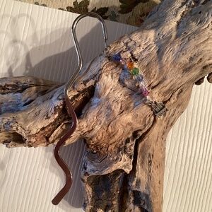 Silver Shepherds Hook Bookmark w/ Silver Castle Charm / Beaded